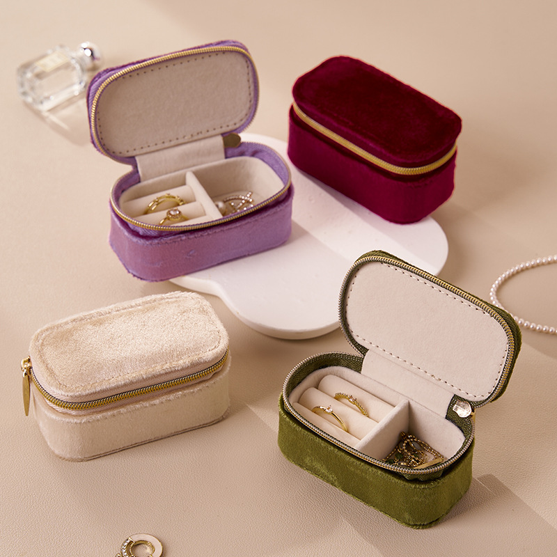 French Style Velvet Travel Jewelry Box